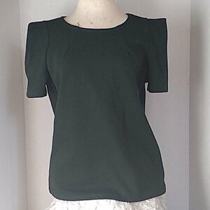 Zara Green Boxy Short Sleeve Blouse